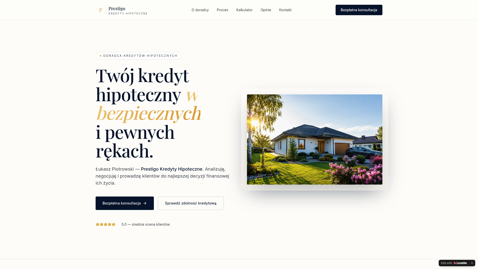 Podgląd strony Prestigo — Doradca Kredytowy